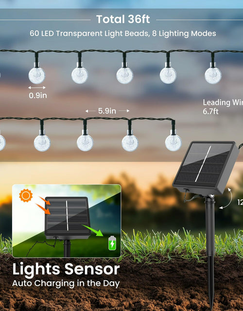 Load image into Gallery viewer, DomiHue Solar Lights Outdoor Waterproof 60LED 36ft String Lights Multicolor
