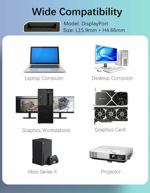 Load image into Gallery viewer, Eaeon 6.6ft DisplayPort 1.4 Cable 8K60Hz 4K144Hz Braided Gray
