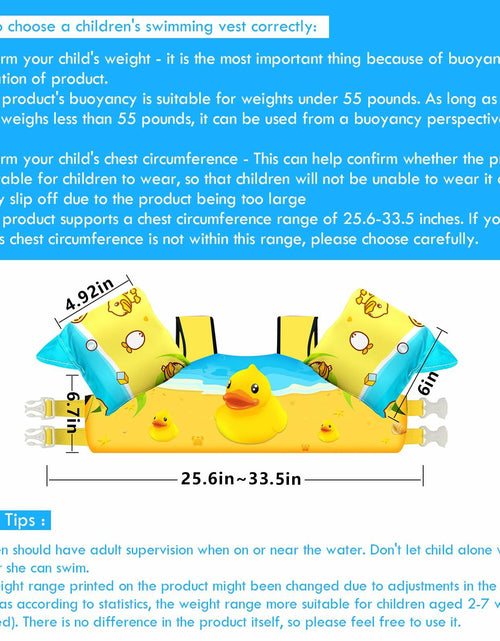 Load image into Gallery viewer, Chriffer Kids Swim Vest Life Jacket 30-55lbs Toddler Floaties with Arm Wings
