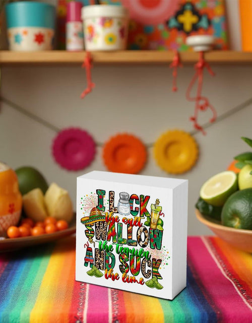 Load image into Gallery viewer, MIOOKISS Cinco De Mayo Rustic Wooden Box Sign 5x5 inch I Lock The Salt
