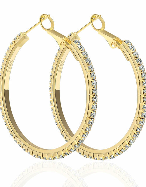Load image into Gallery viewer, fcaylo 925 Sterling Silver Gold Hypoallergenic Lightweight Hoop Earrings 40mm
