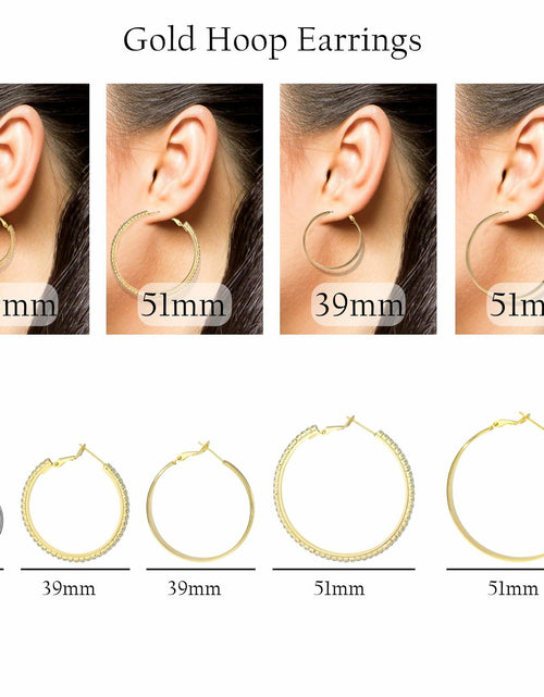 Load image into Gallery viewer, fcaylo 925 Sterling Silver Gold Hypoallergenic Lightweight Hoop Earrings 40mm
