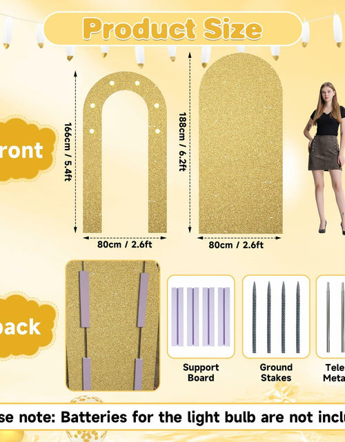 Load image into Gallery viewer, Paready Outdoor Gold Arch Backdrop Stands Pack of 2 Shiny Tropical Frame
