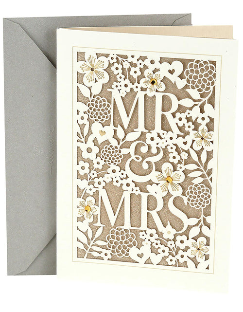 Load image into Gallery viewer, Hallmark Wedding Card Mr. &amp; Mrs. Elegant Design with Envelope
