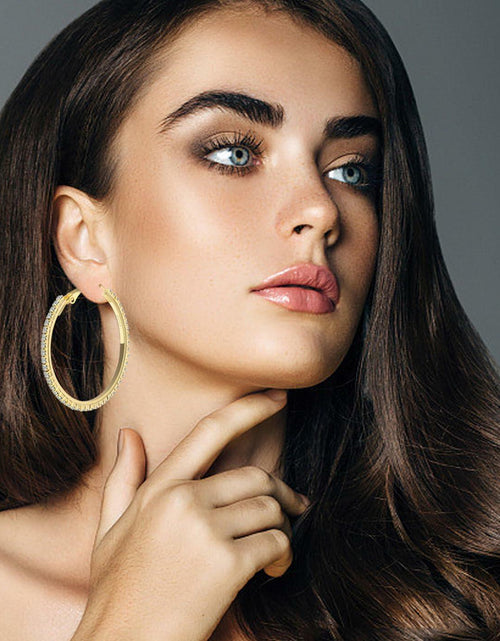Load image into Gallery viewer, fcaylo 925 Sterling Silver Gold Hypoallergenic Lightweight Hoop Earrings 40mm
