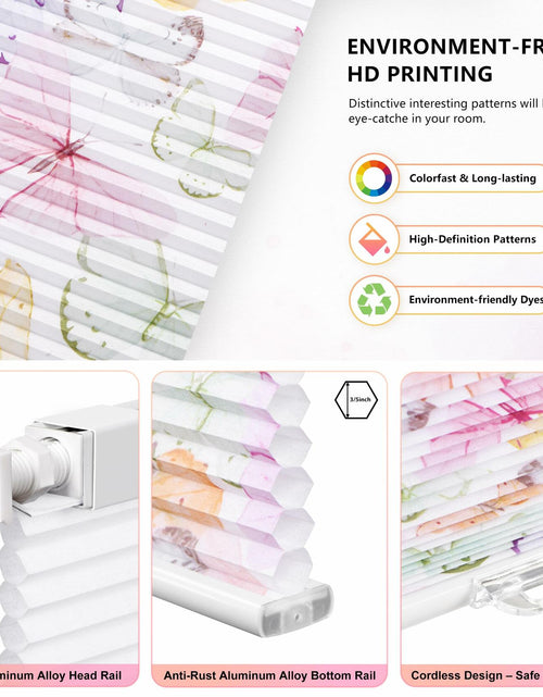 Load image into Gallery viewer, LazBlinds Cordless Cellular Shades Honeycomb 40x64 Colorful Butterflies
