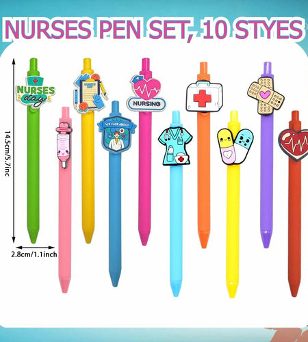 BAISDY 10pcs Nurse Pens Cute Nursing Student Essentials Black Ink