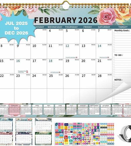 EYROZILL 2025-2026 Wall Calendar 17x22 Large Monthly Vertical 18 Month