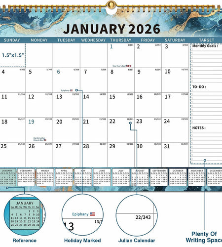 EYROZILL 2025-2026 Wall Calendar 17x22 Large Monthly Vertical 18 Month