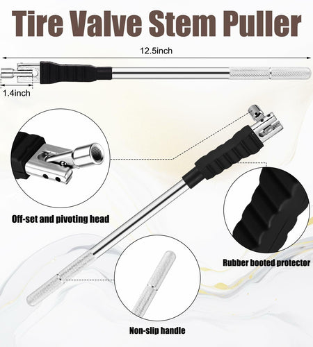 Tallew 2 Pcs Tire Valve Stem Puller & Scraper Tool Set with Rubber Boot