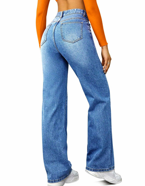 Load image into Gallery viewer, FUNUCA Women’s High Waist Wide Leg Stretch Denim Jeans Blue Size 8

