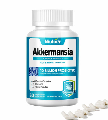 BestBy05/26 Niuloer Akkermansia Probiotic 10B AFUs + Organic Prebiotics 60 Caps