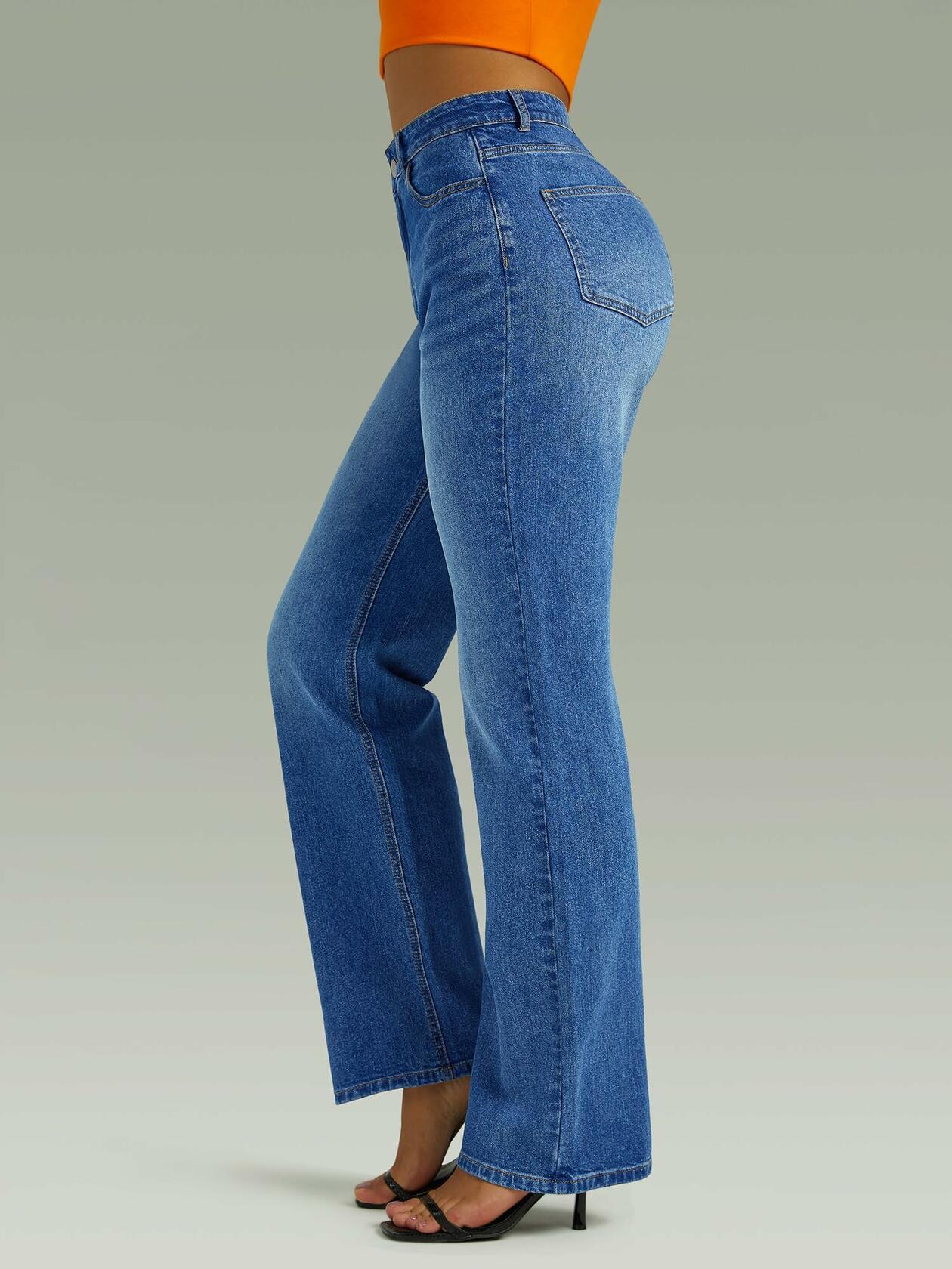 FUNUCA Women’s High Waist Wide Leg Stretch Denim Jeans Blue Size 8