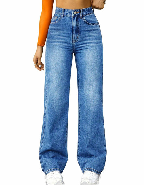 Load image into Gallery viewer, FUNUCA Women’s High Waist Wide Leg Stretch Denim Jeans Blue Size 8
