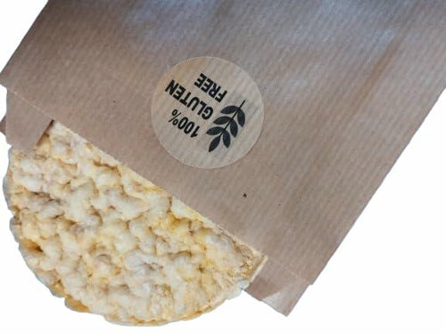 Load image into Gallery viewer, Kraft Gluten Free Food Stickers Small 500 Units Adhesive Labels

