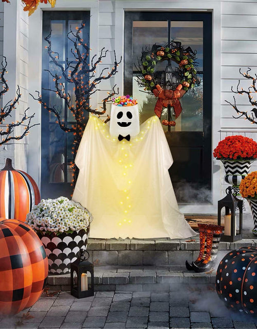 Load image into Gallery viewer, Waybas Ghost Halloween Candy Bowl LED Lights Outdoor 47" Tall White
