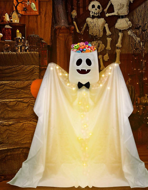 Load image into Gallery viewer, Waybas Ghost Halloween Candy Bowl LED Lights Outdoor 47" Tall White
