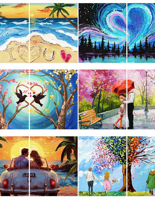 Load image into Gallery viewer, Ctosree 12 Pcs Valentine Pre Drawn Canvas Painting Boards 8x10 Inch Scenery
