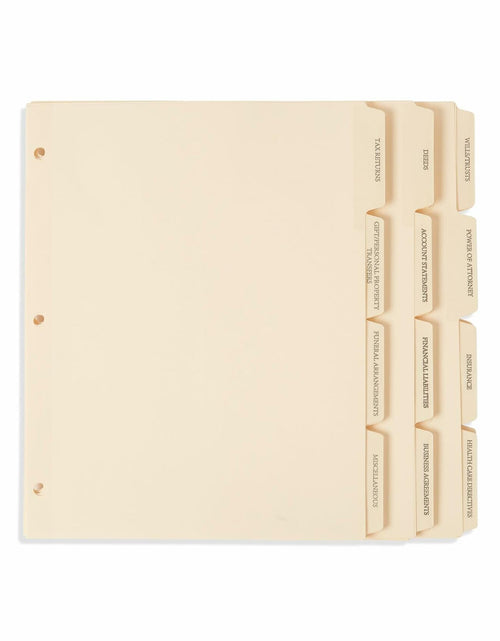 Load image into Gallery viewer, Blue Summit Estate Planning Dividers, Pre-Printed, Reinforced, 12 Tabs, 5 Sets
