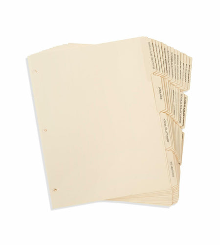 Blue Summit Estate Planning Dividers, Pre-Printed, Reinforced, 12 Tabs, 5 Sets