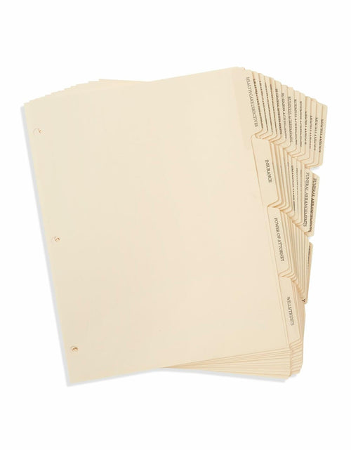 Load image into Gallery viewer, Blue Summit Estate Planning Dividers, Pre-Printed, Reinforced, 12 Tabs, 5 Sets
