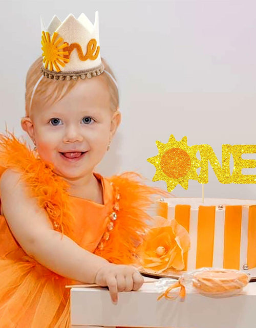 Load image into Gallery viewer, JeVenis 2pcs First Trip Around the Sun Birthday Hat Boho Sun Party Decoration
