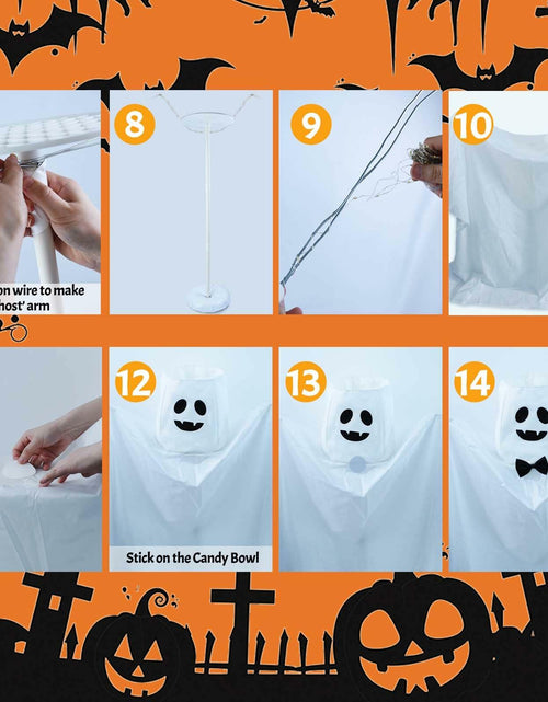 Load image into Gallery viewer, Waybas Ghost Halloween Candy Bowl LED Lights Outdoor 47" Tall White
