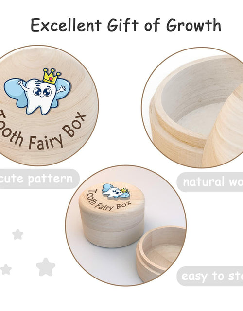 Load image into Gallery viewer, Azbuk Tooth Fairy Box Wooden Wings 3D Tooth Storage Kids Boys Girls Color 004
