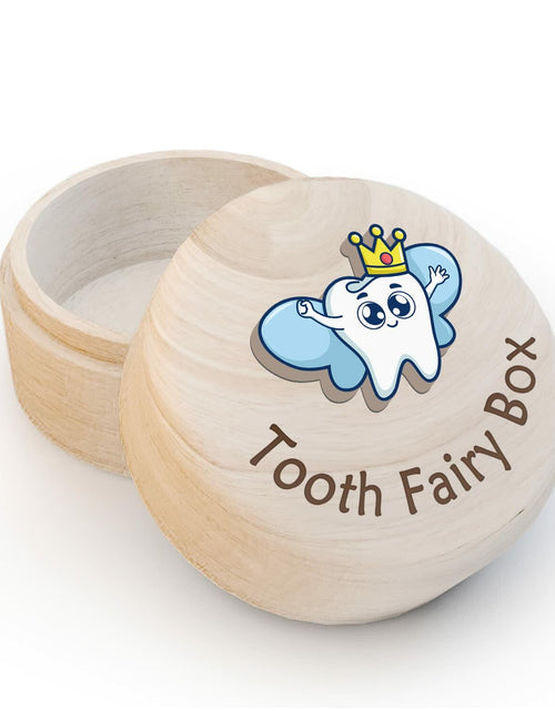 Load image into Gallery viewer, Azbuk Tooth Fairy Box Wooden Wings 3D Tooth Storage Kids Boys Girls Color 004
