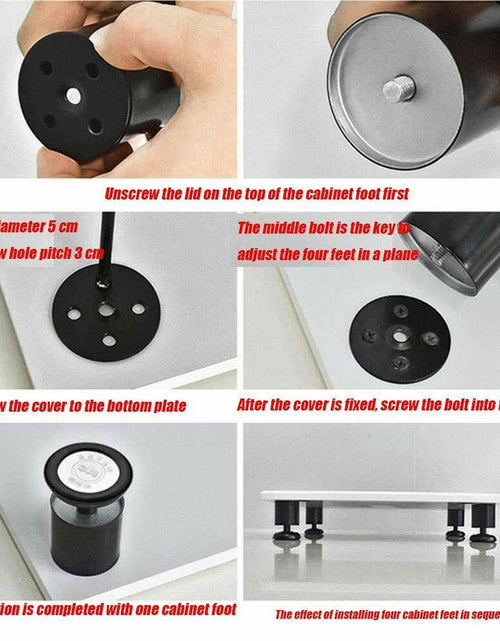 Load image into Gallery viewer, Lheng Stainless Steel Adjustable Furniture Legs Black 18cm 2 Pcs
