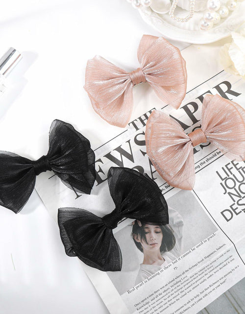 Load image into Gallery viewer, YanJie Baby Girls Hair Bows Pink Blue Tulle Lace Clips Pack of 2

