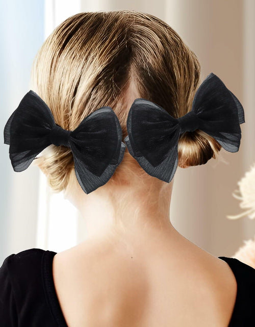 Load image into Gallery viewer, YanJie Baby Girls Hair Bows Pink Blue Tulle Lace Clips Pack of 2
