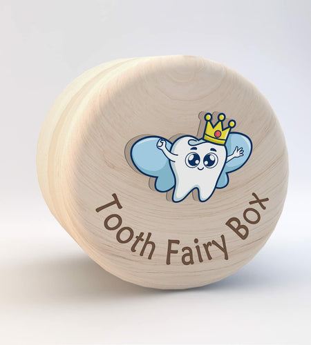 Azbuk Tooth Fairy Box Wooden Wings 3D Tooth Storage Kids Boys Girls Color 004