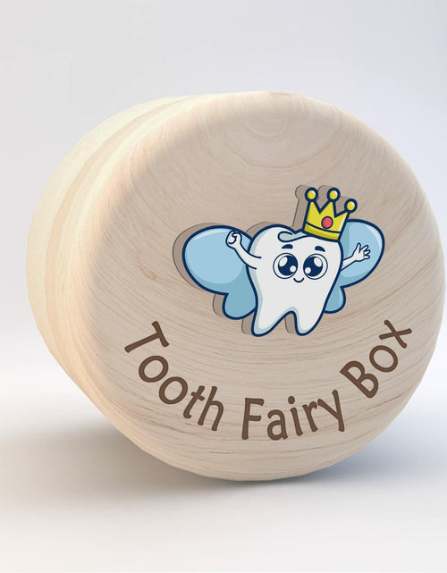 Load image into Gallery viewer, Azbuk Tooth Fairy Box Wooden Wings 3D Tooth Storage Kids Boys Girls Color 004
