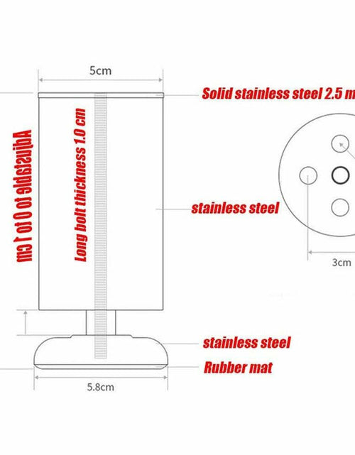 Load image into Gallery viewer, Lheng Stainless Steel Adjustable Furniture Legs Black 18cm 2 Pcs

