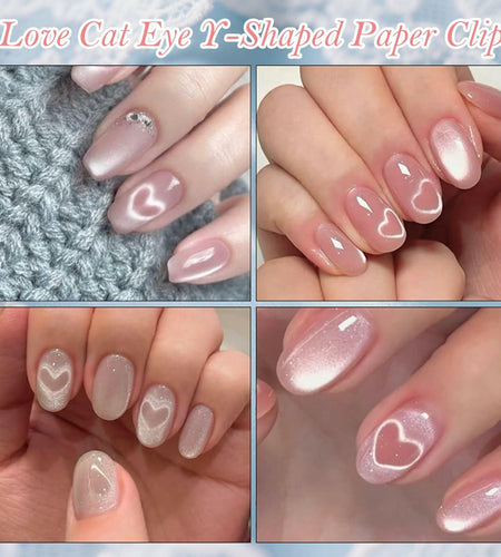 KooluWin 5 Pack Heart Cat Eye Gel Polish Magnets Black with Y-Shaped Guide