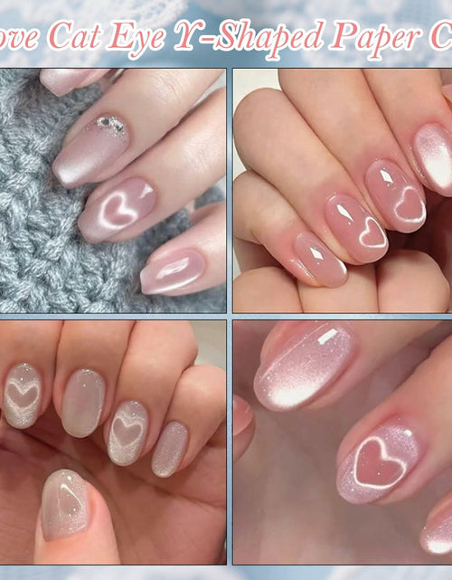 Load image into Gallery viewer, KooluWin 5 Pack Heart Cat Eye Gel Polish Magnets Black with Y-Shaped Guide
