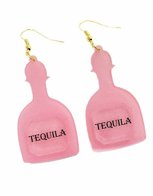Load image into Gallery viewer, Caiyao Bohemia Acrylic Glitter Tropical Drink Cup Drop Earrings D Pink 2
