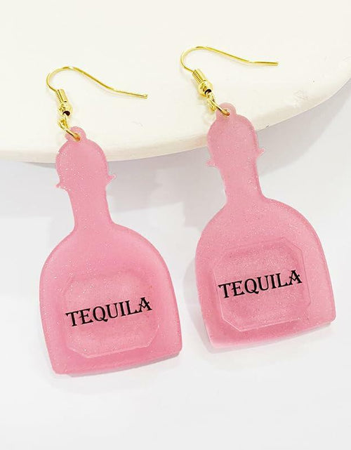 Load image into Gallery viewer, Caiyao Bohemia Acrylic Glitter Tropical Drink Cup Drop Earrings D Pink 2
