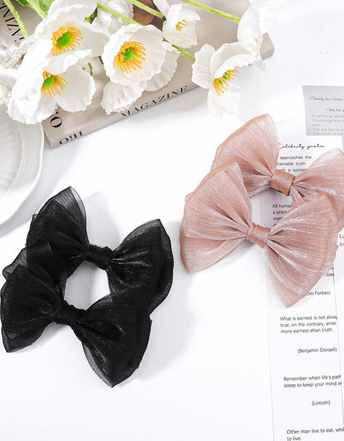 Load image into Gallery viewer, YanJie Baby Girls Hair Bows Pink Blue Tulle Lace Clips Pack of 2
