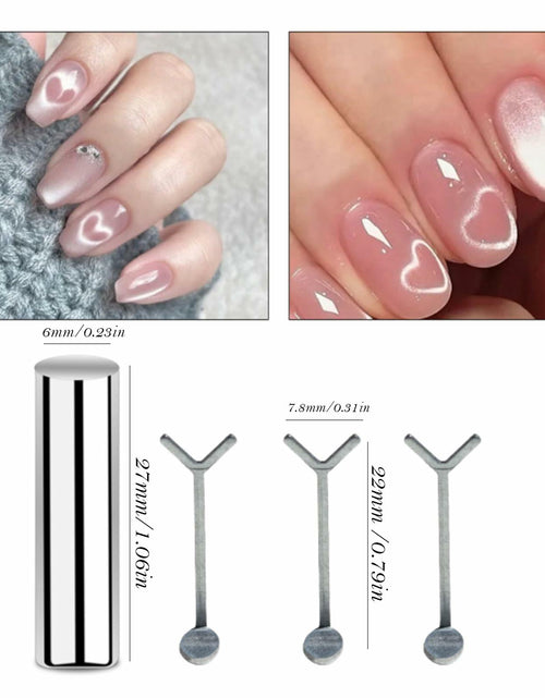 Load image into Gallery viewer, KooluWin 5 Pack Heart Cat Eye Gel Polish Magnets Black with Y-Shaped Guide

