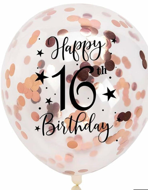 Load image into Gallery viewer, Generic Party Store Plus 16th Birthday Balloons 15pc 12in Rose Gold Confetti
