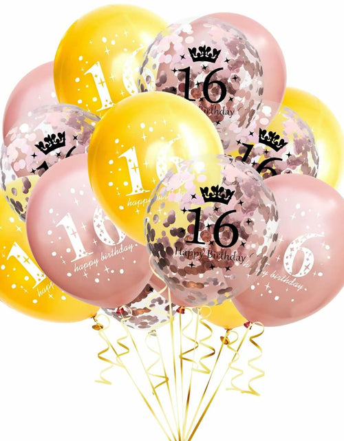 Load image into Gallery viewer, Generic Party Store Plus 16th Birthday Balloons 15pc 12in Rose Gold Confetti
