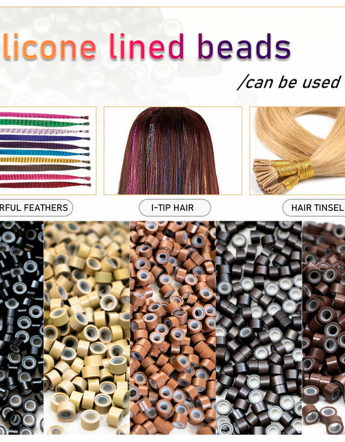 Load image into Gallery viewer, coloryoung 1000pcs 5mm Silicone Lined Micro Beads Hair Extensions Dark Brown
