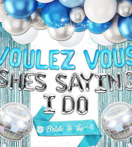 JeVenis Dancing Queen Balloons Banner Bachelorette Party Silver Blue 3