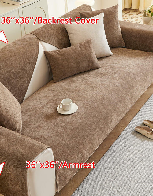 Load image into Gallery viewer, tianxinbaobei Plush Non-Slip Chenille Sofa Cover Light Gray 36x36 Armchair
