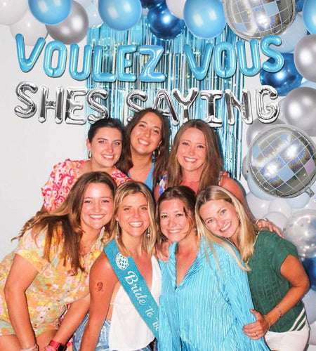 JeVenis Dancing Queen Balloons Banner Bachelorette Party Silver Blue 3