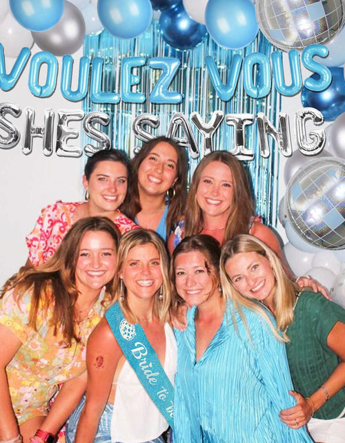 Load image into Gallery viewer, JeVenis Dancing Queen Balloons Banner Bachelorette Party Silver Blue 3
