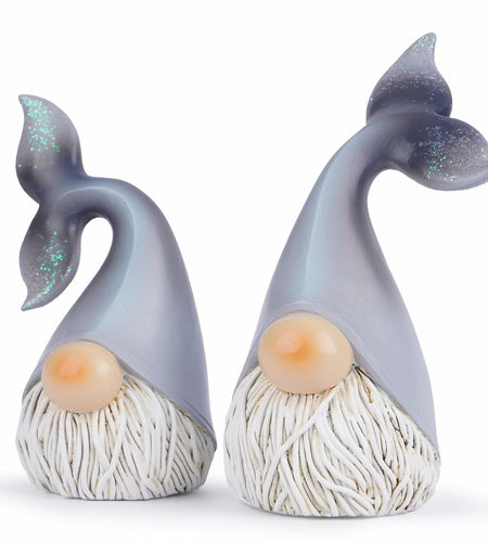 Hodao 2 Set Summer Ocean Gnome Resin Figurines Mermaid Grey Scandinavian