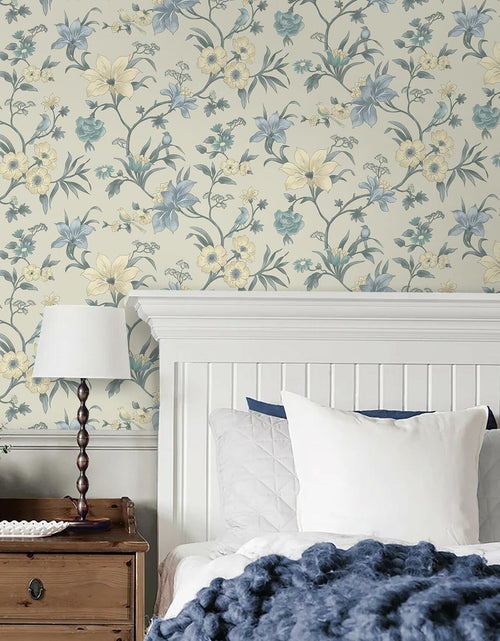 Load image into Gallery viewer, Hopepak Green Floral Peel and Stick Wallpaper 16.1x394 inch Vinyl Modern
